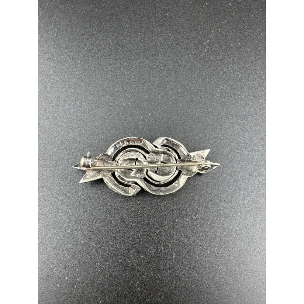 Vintage 1930s Sterling Silver Marcasite Brooch Art Deco Geometric Pin Unsigned